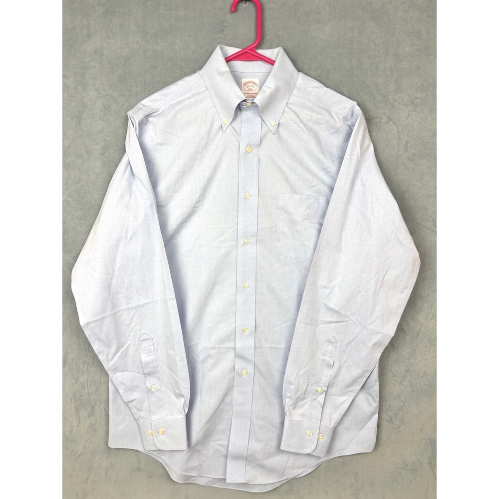 Brooks Brothers 346 Mens Light Blue Non-Iron Cotton Button Down Shirt 15-4/5